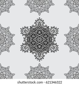Vector illustration. Oriental vector classic gray and gray pattern. Seamless abstract background.
