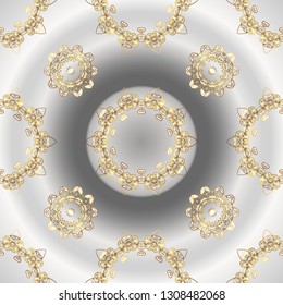 Vector illustration. Oriental vector classic neutral and gray and golden pattern. Seamless abstract background.