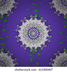 Vector illustration. Oriental vector classic violet and white pattern. Seamless abstract background.