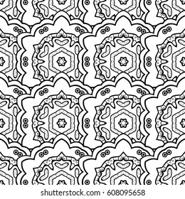 Vector illustration. Oriental vector classic and white pattern. Seamless abstract background.