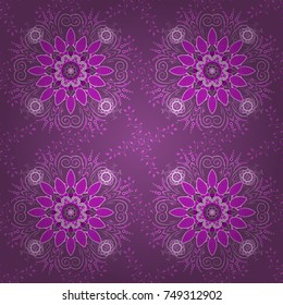 Vector illustration. Oriental colored pattern on purple, magenta and neutral colors. Abstract Mandala. Vintage decorative elements. Islam, Arabic, Indian, turkish, pakistan, chinese, ottoman motifs.