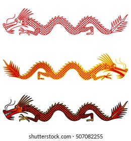 Vector illustration oriental dragon. Traditional Japanese and Chinese symbol. Advertisements, signs, stickers, web banners, signage. Isolated on a white background.