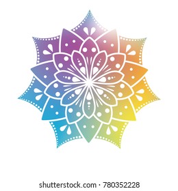 Vector illustration with oriental flower mandala clip-art. 