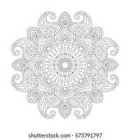 Vector Illustration Oriental Flower Outline Mandala Stock Vector ...