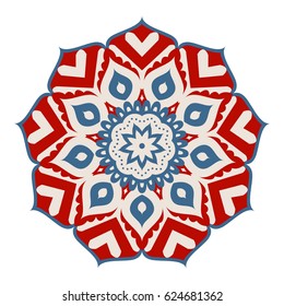 Vector illustration of oriental mandala. Floral and zentangle stylization. Background, print, tattoo design