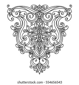 vector, illustration, oriental style, doodle, boho, mandala, tattoo, floral ornament,coloring book 