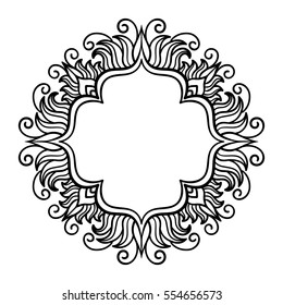 vector, illustration, oriental style, frame, doodle, boho, mandala, tattoo, floral ornament, coloring book