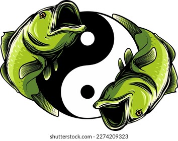 ilustración vectorial Símbolo de peces Yin Yang