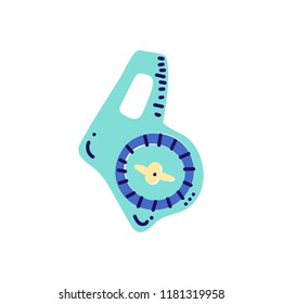 Vector illustration of orienteering compass. Orientation, navigation isolated object. 