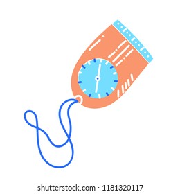 Vector illustration of orienteering compass. Orientation, navigation isolated object. 