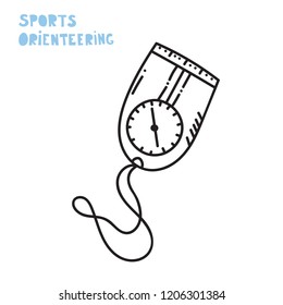 Vector illustration of orienteering compass. Orientation, navigation isolated object. 
