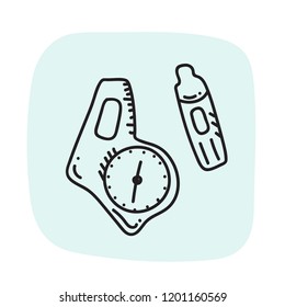 Vector illustration of orienteering sport ident card and compass. Orientation, navigation isolated object. 