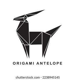 vector illustration of origami antelope. Side view of geometric antelope.