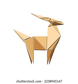 vector illustration of origami antelope. Side view of geometric antelope.