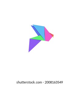 Vector illustration of an origami bird shape. Suitable for use as logos, icons, etc.