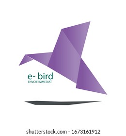 Vector illustration of origami bird shaped as your company logo