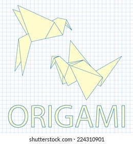 Vector illustration with origami birds