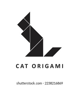 vector illustration of origami cat design. creative editable concept art.