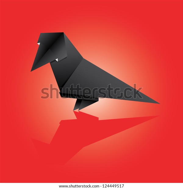 Vector Illustration Origami Crow Stock Vektorgrafik