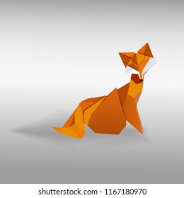 Vector illustration of origami  fox