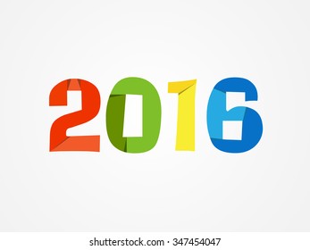 Vector illustration or origami letter of 2016, year of the monkey.
