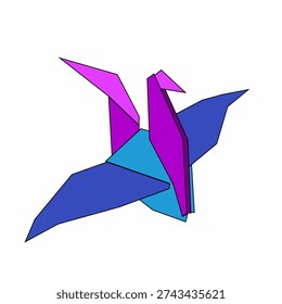 vector illustration of origami paper folding animal bird