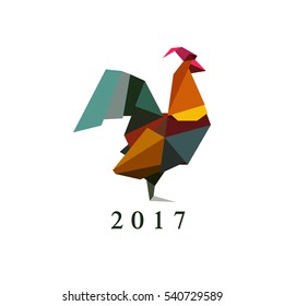 Vector illustration of origami silhouette of cock or rooster