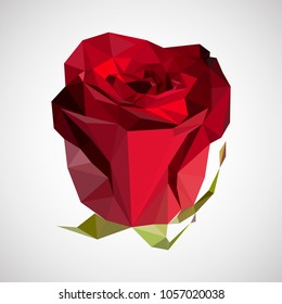 Vector illustration. Origami style. Polygonal rose.