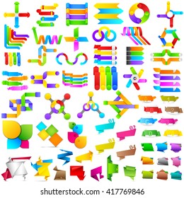 vector illustration of origami style presentation element with multicolor strip for different choice, option or step