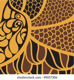 Vector illustration of  original  bird on black. Psychedelic abstract texture.