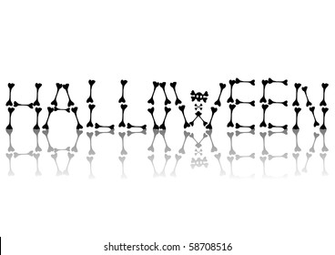 Vector illustration of original halloween text made from bones