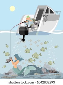 Vector illustration of original method of cleaning the reservoir