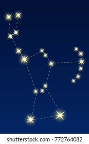 Vector illustration of orion hunter constellation isolated on space background