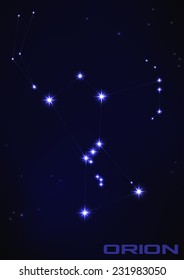 Vector illustration of Orion star constellation in blue 