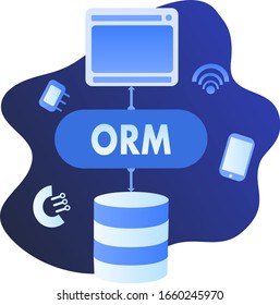 vector illustration of ORM (Object-Relational Mapping) in a flat style