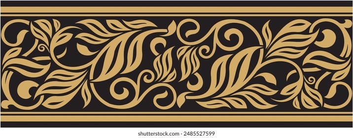 Vector illustration for ornament for elegant frame edge, gold design and black background. Suitable for use as frames, calligraphy frames, edges, borders, certificates, books, covers, invitations