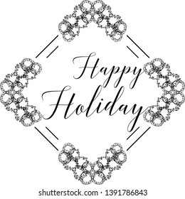 Vector illustration ornament flower frame for ornate of happy holiday