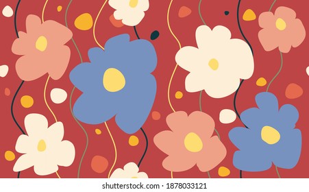 vector illustration. vector ornament of flowers, lines and spots.
