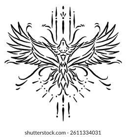 Vector illustration of an ornament in the form of an eagle, the king of the sky, which is very elegant and charming and gallant.