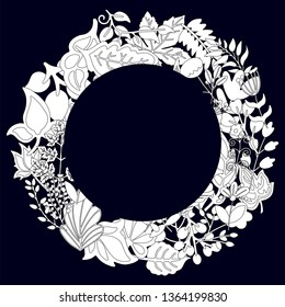 Vector illustration of the ornament of plants. Here are the leaves, flowers, herbs.