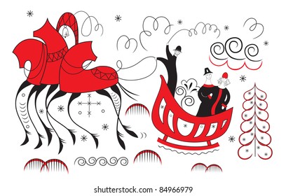 Vector illustration with an ornament in the style of Russian national traditions.