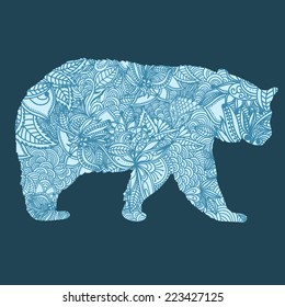 Vector illustration with ornamental bear
