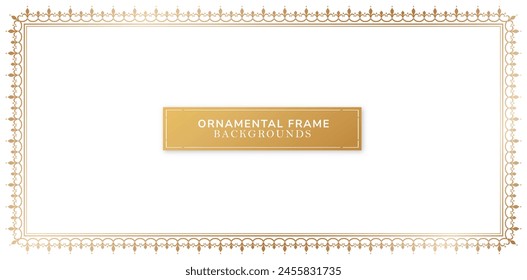 Vector illustration Ornamental border frame golden color isolated background for your design certificate of completion template, wedding invitations and greeting card, stationery design material paper