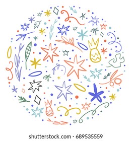 Vector illustration, ornamental circle, floral pattern. Poster, label, print, elements for design.