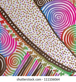 Vector illustration of ornamental colorful seventies background.