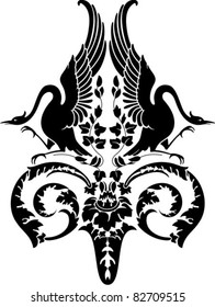 Vector illustration of ornamental composition with birds