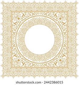 Vector illustration for ornamental design patterns on square frames, arabic ornament, gold decoration. Suitable for calligraphy, invitation, frame decoration, use with text placement in the center