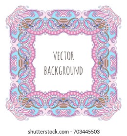 Vector illustration ornamental frame with abstract flowers doodling, zenart on a white background.