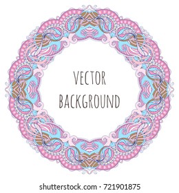 Vector illustration ornamental frame with abstract flowers doodling, zen art on a white background.