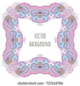Vector illustration ornamental frame with abstract flowers doodling, zen art on a white background.